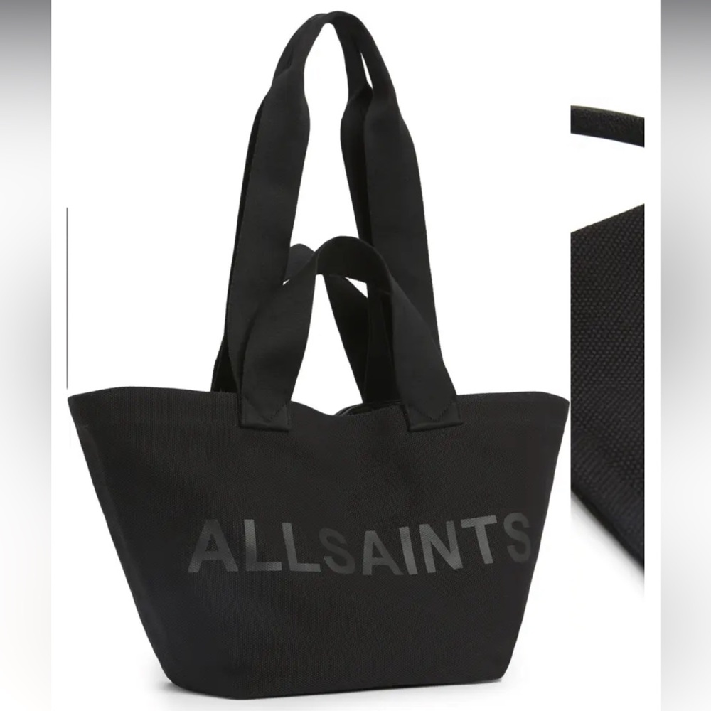 ALL SAINTS Celeste Clarendon Canvas Tote Black - Picture 12 of 14